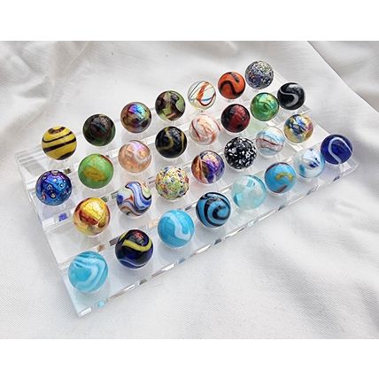 MARBLE DISPLAY STAND - Holds 30 Marbles - Clear Transparent Perspex Acrylic