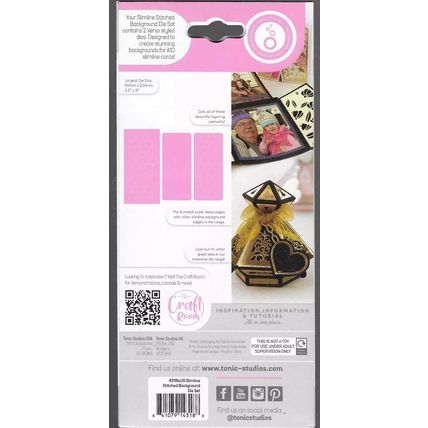 Tonic Studios. Slimline Stitched Background Die Set. Die Cutting Cardmaking