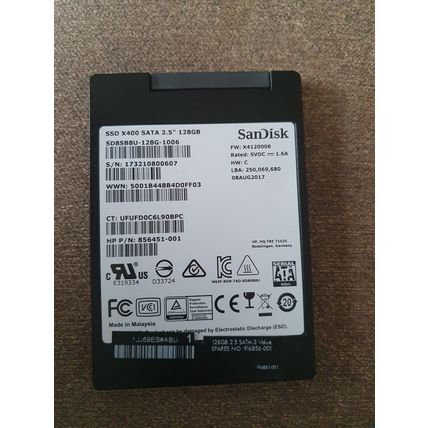 HP SanDisk 128GB SSD HARD DRIVE X400 SD8SB8U-128G-1006 2.5" SSD 856451-01