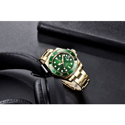 PAGANI DESIGN PD-1661 Automatic Seiko NH35 Green Face Gold Steel Bracelet Watch