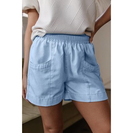 Beau Blue Light Wash Pocketed Wide Leg Denim Shorts