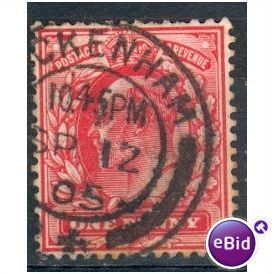 GB stamps 1902-10 KEV11 - 1d SG219 Beckenham 15