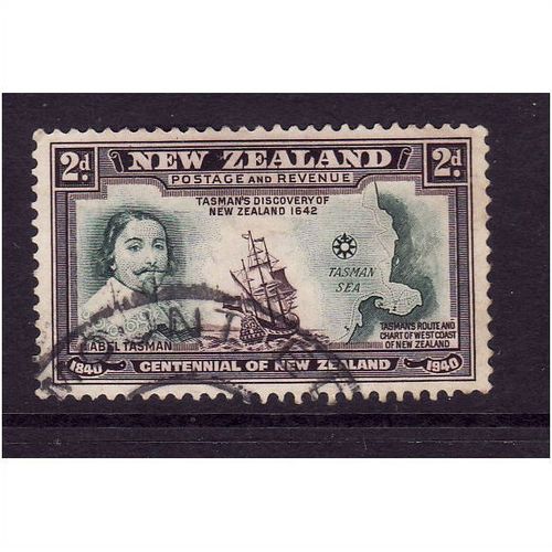 NEW ZEALAND 1940 2d TASMAN WITH HIS SHIP SG 616 FINE USED #2