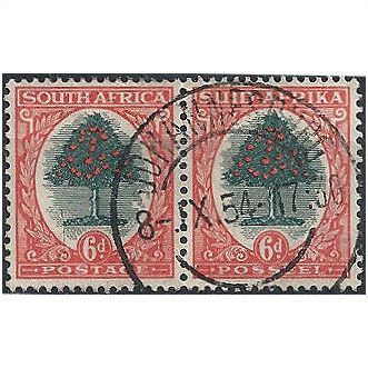 South Africa 1946 SG61 6d Green & Orange Very Fine Used PAIR . . .