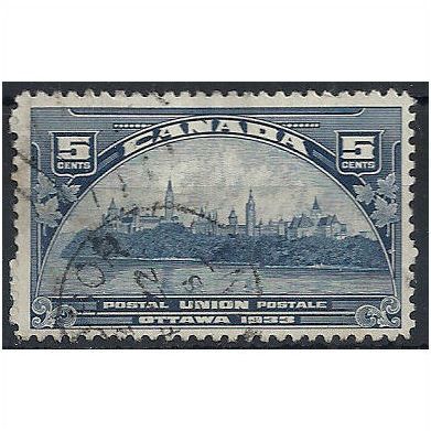 Canada 1933 SG329 5c Blue Good+/Fine Used . ..