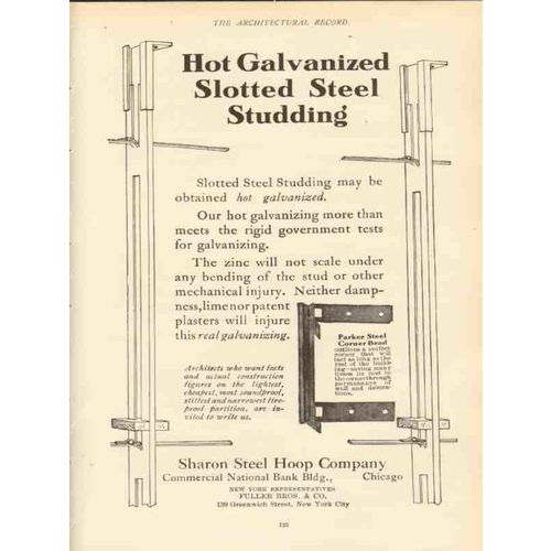 sharon steel hoop company 1910 galvanized slotted studding vintage ad