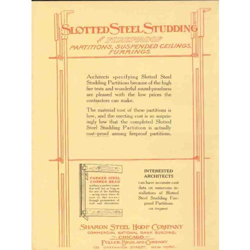 sharon steel hoop company 1910 slotted steel studding vintage ad