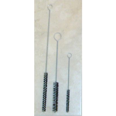 3 pc Bottle Cleaning Tube Brush Set with Wire Handle Stiff Black Nylon Bristles