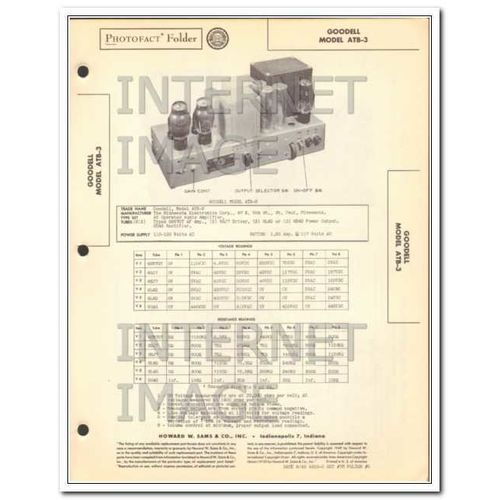 GOODELL model ATB-3 6 tube audio amplifier Sams Photofact manual