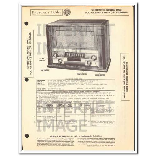 SILVERTONE models 8052 8053 6 tube AM radio Sams Photofact manual