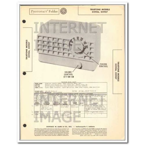 TRUETONE models D2906 D2907 AM radio receiver Sams Photofact manual
