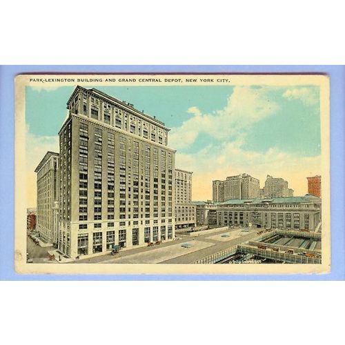 New York NY City Park Lexington Building & Grand Central Depot View Large ~234