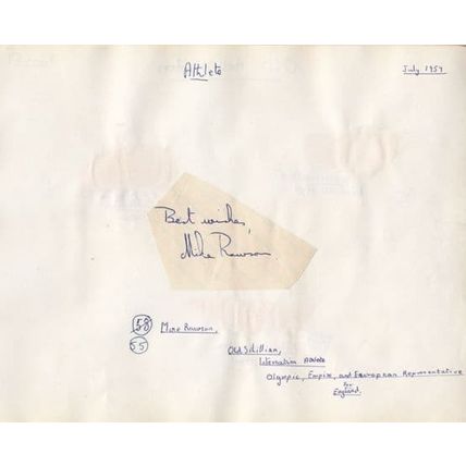 Mike Rawson Olympic Games Athlete Hand Signed Antique Autograph
