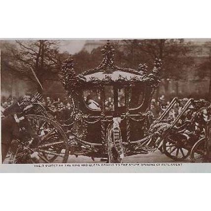 Queen Elizabeth 2 + King George State Opening Of Parliament Real Photo Postcard