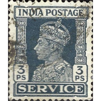 INDIA, King George VI, official, slate blue 1939, 3pies, #4