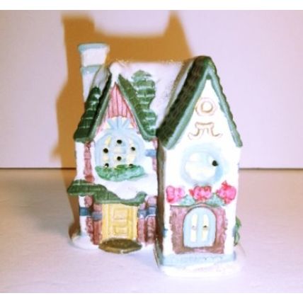 Vintage Lot of 5 Miniature Porcelain Christmas Houses that Light Up