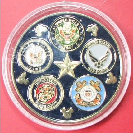 Disney Land Veterans. Challenge Coin. 1.75". 54b.