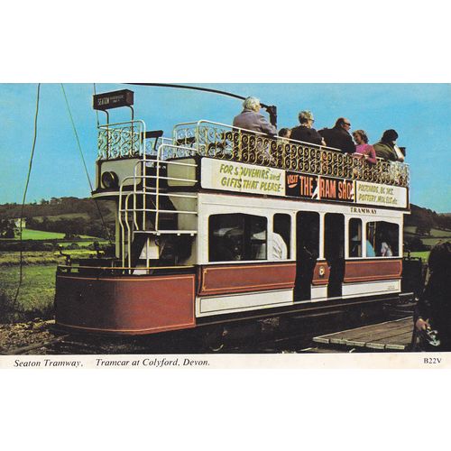 Tramcar At Colyford Devon Seaton Tramway Tram Postcard (BU1460)