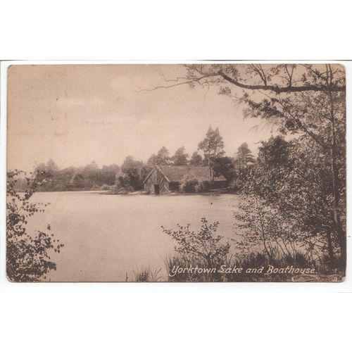 Yorktown Lake and Boathouse Nr Camberley Surrey Postcard 35159