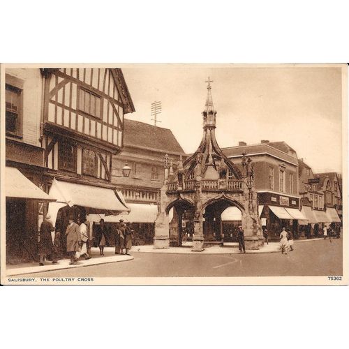 NICE PRINTED POSTCARD OF THE POULTRY CROSS SALISBURY WILTSHIRE (1380)