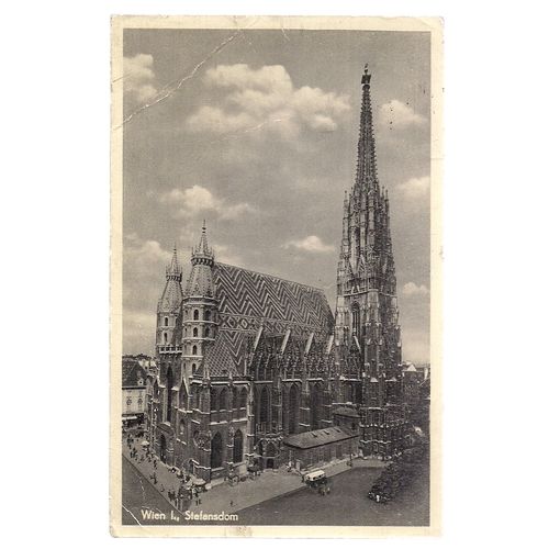 WIEN L., STEFANSDOM, AUSTRIA used vintage postcard 1951 postmark =