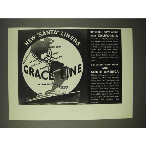 1936 Grace Line Cruise Ad - New Santa Liners