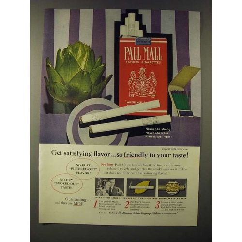 1960 Pall Mall Cigarettes Ad - Get Satisfying flavorÉ so friendly to your taste!