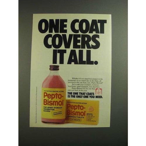 1984 Pepto-Bismol Medicine Ad - One Coat Covers It All