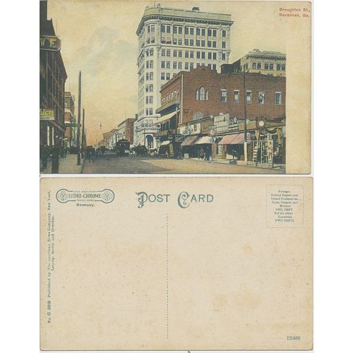 USA GEORGIA Savannah Broughton Street Original Vintage RPPC C3815 from 1900s