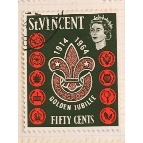 St Vincent 1964 Anniversary Boy Scouts 50c Used SG 224 Sc219 postage stamp badge