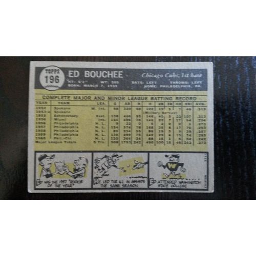 1961 Topps Card # 196 Ed Bouchee Very Good (3) Chicago Cubs