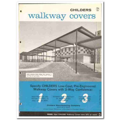 CHILDERS MFG COMPANY 1962 prefabricated walkway covers vintage catalog