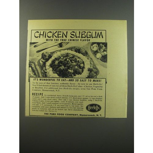 1945 Herb-Ox Bouillon Ad - Chicken Subgum with the true Chinese Flavor