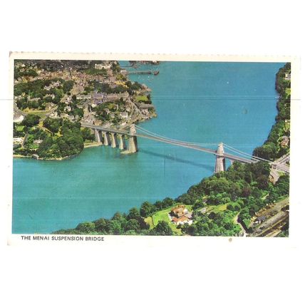 MENAI SUSPENSION BRIDGE, WALES unused vintage postcard by Colourmaster =