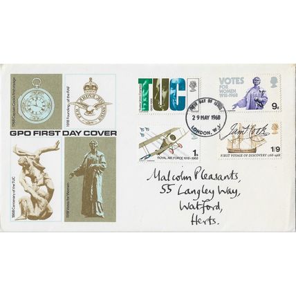 GB 1968 Anniversaries set FDC London W1 pm