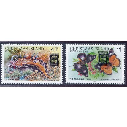 Christmas Island 1989 Nudibranch/Butterfly Melbourne Stampshow [SG283-4] - VFMNH