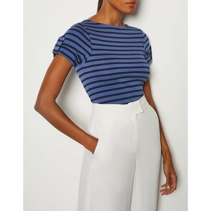 KAREN MILLEN Mix Cotton Jersey Stripe T-Shirt UK Size 12 BNWT