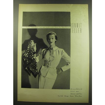 1949 Bonwit Teller Suit by Etta Gaynes Ad - Cream Gabardine our own classic