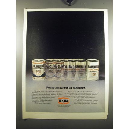 1971 Texaco Havoline Oil Ad - Texaco announces an oil change