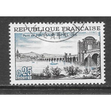 FRANCE 1966 PONT SAINT ESPRIT BRIDGE RIVER SCENE 25c USED SG1716 1716 SG