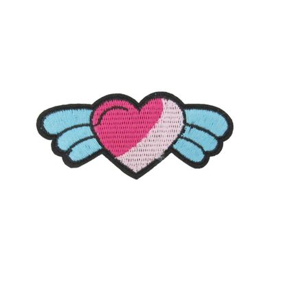 Heart Wings Iron On Patch 3.5cm x 8.5cm Badge Applique Trimming Decor Jeans P336