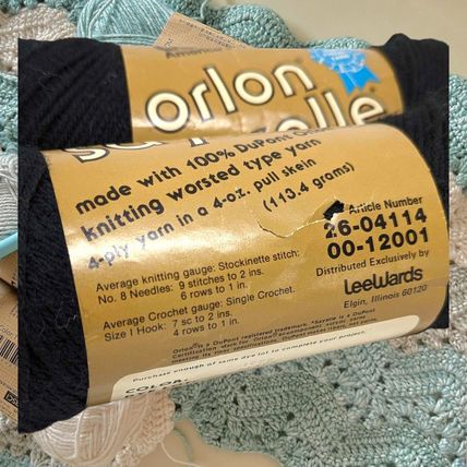 LeeWards Orlon Sayelle Black Yarn Bundle of 2 Skeins 4oz