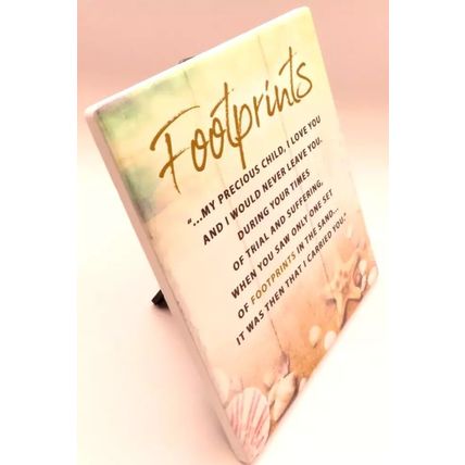 Footprints Prayer Plaque Wall & Standing with Gift Home Decor 14 CM Christian