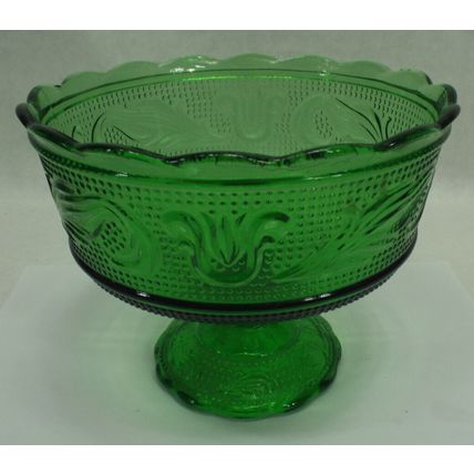 Mint Vintage E.O. Brody Green Glass Pedestal Compote Candy Dish M6000