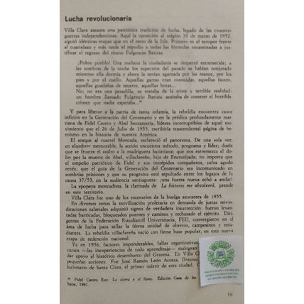VERY RARE PROVINCIA VILLA CLARA ILLUSTRATED published in SANTIAGO DE CUBA 1978