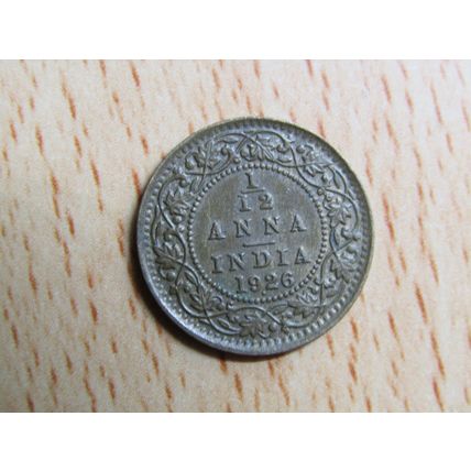 India 1926 1/12 Anna Coin