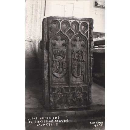 E481 LAUNCELLS CHURCH - JUDAS BENCH END. 30 PIECES OF SILVER