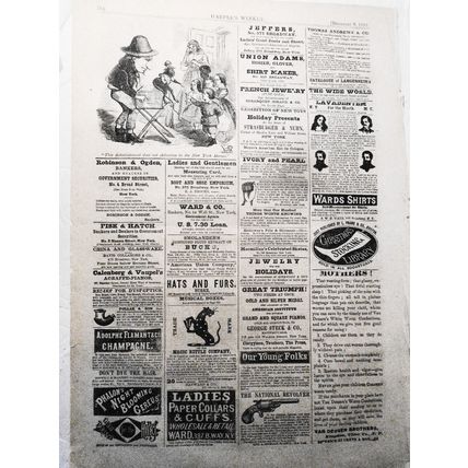 "This establishment does not advertise in the New York Herald". 1865 HW original