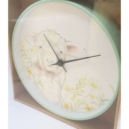 White Lamb Wall Clock Yellow Flowers 23.5 CM Time Home Decor