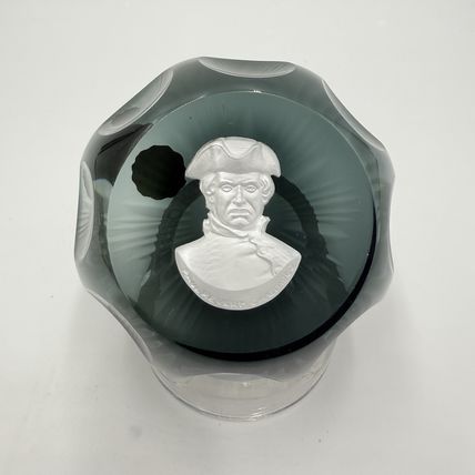 vintage CR. ALBRET France crystal PAUL REVERE paperweight Multifaceted Retro